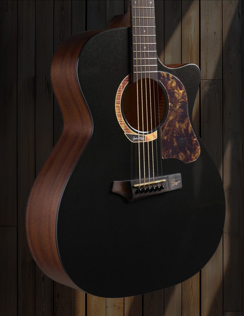 Body Shape Comfortable to play, balanced in tone. With a depth of 95–115mm, the Grand Auditorium body offers effortless comfort and well-balanced sound for long practice sessions.